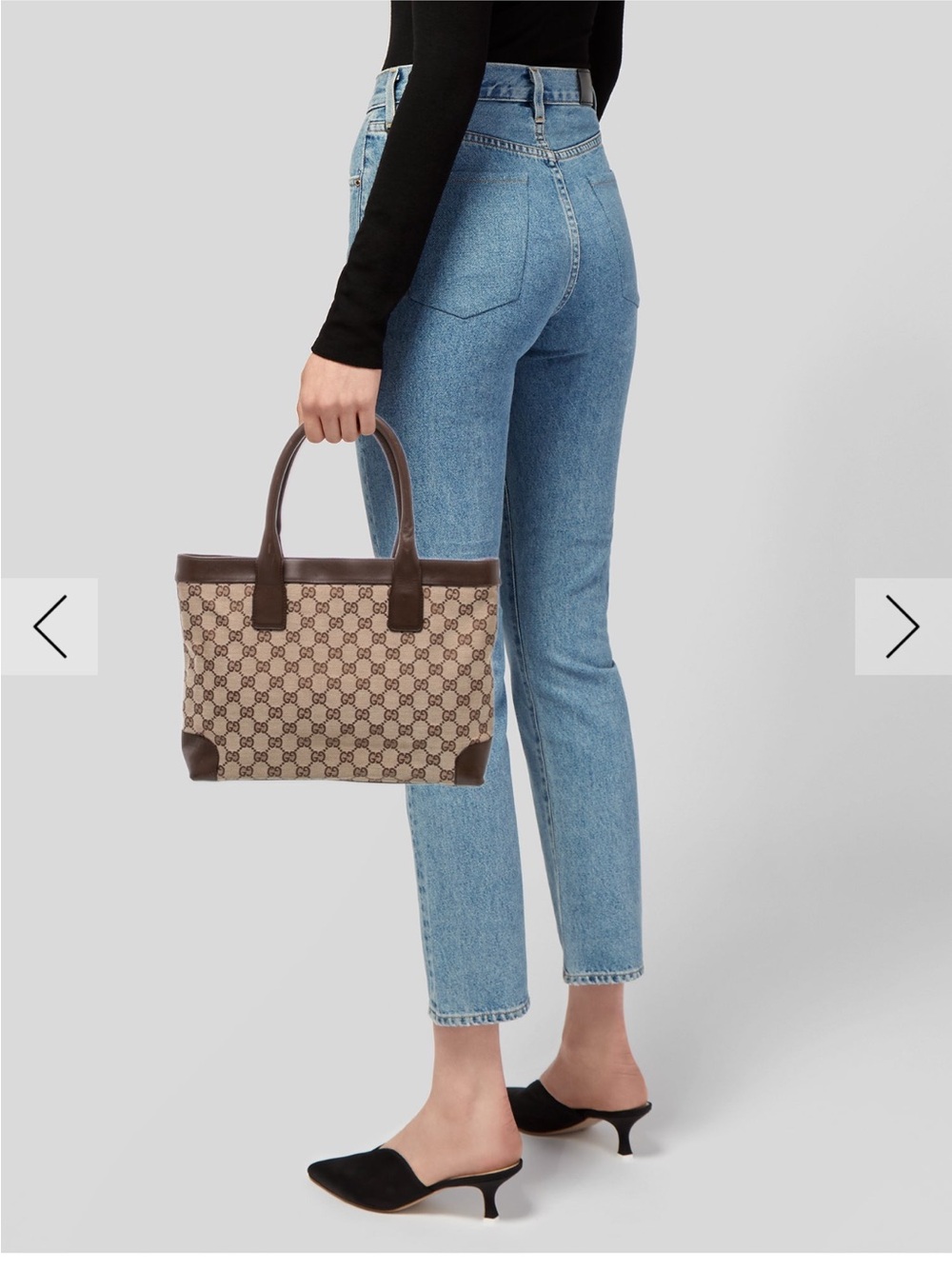 Gucci Brown GG Supreme Canvas Tote with Dark Brown Leather Trim